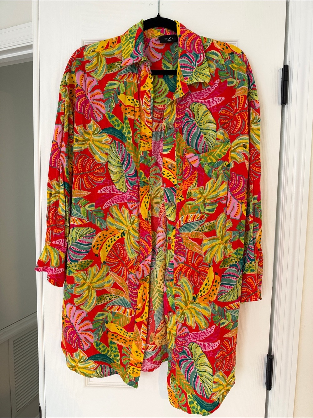VICI Coveted Tropical Print Lightweight T-Shirt Dress